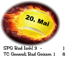 20. Mai SPG Bad Ischl 3 	 -		1 TC Generali Bad Goisern 1	8