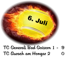 6. Juli TC Generali Bad Goisern 1 -	9 TC Aurach am Hongar 2  	0