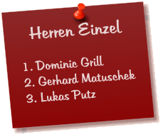Herren Einzel  1. Dominic Grill 2. Gerhard Matuschek 3. Lukas Putz