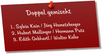 Doppel gemischt  1. Sylvia Kain / Jörg Hemetzberger 2. Hubert Mallinger / Hermann Putz 3. Edith Gebhartl / Walter Kefer